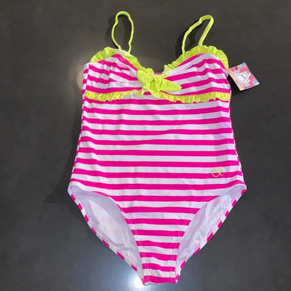 NWT Girls Op one piece stripe swimsuit - Picture 1 of 8